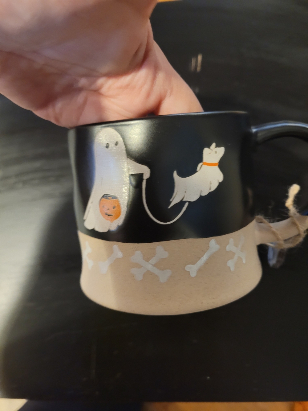 Black Halloween Ghost & Dog Mug